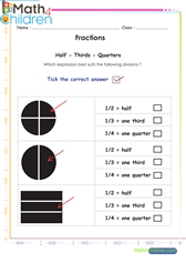  Fractions half quater third