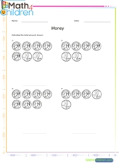  Money penny dime addition of coins