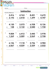  Subtraction 4 from 4 digit numbers