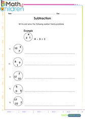  Subtraction number family review