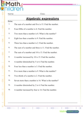  Algebraic expressions