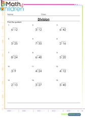  Long division of 1 2 digit numbers