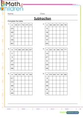  Subtraction table drill