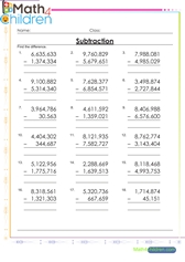  Subtraction up to millions