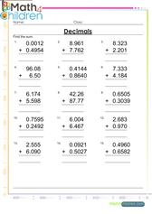  Addition of decimals