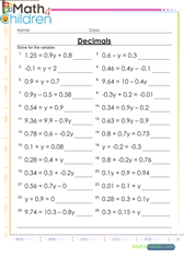  Algebra decimals