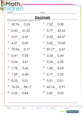  Compare decimals