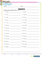  Algebra evaluating expressions