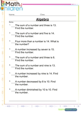  Algebra number problems