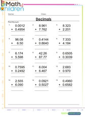  Addition of decimals