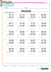  Subtraction with decimals