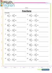  Subtraction of mixed fractions