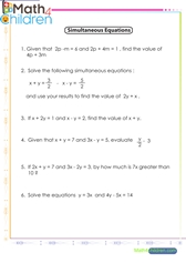  Simultaneous equations