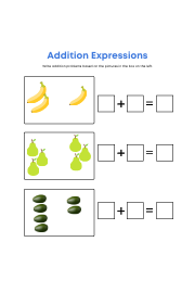 Addition with picture expressions test sheet