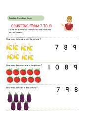 Counting from seven to ten worksheet