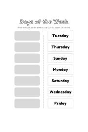 Days of the week worksheet