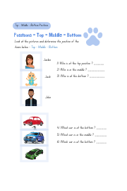 Positions, top, middle, bottom worksheet