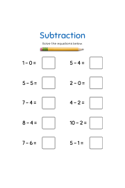 single digit subtraction worksheet pdf