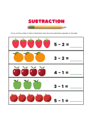 Subtraction with picture aids to cross worksheet