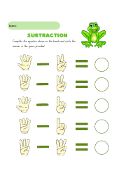 Subtraction with fingers worksheet