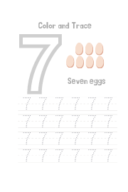 Trace and color number 7 worksheet