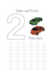 Trace and color number 2 worksheet