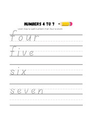 Trace numbers four to seven worksheet