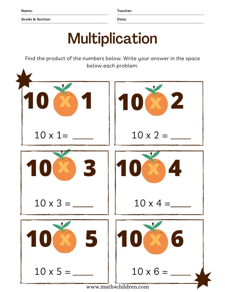 10 multiplication table