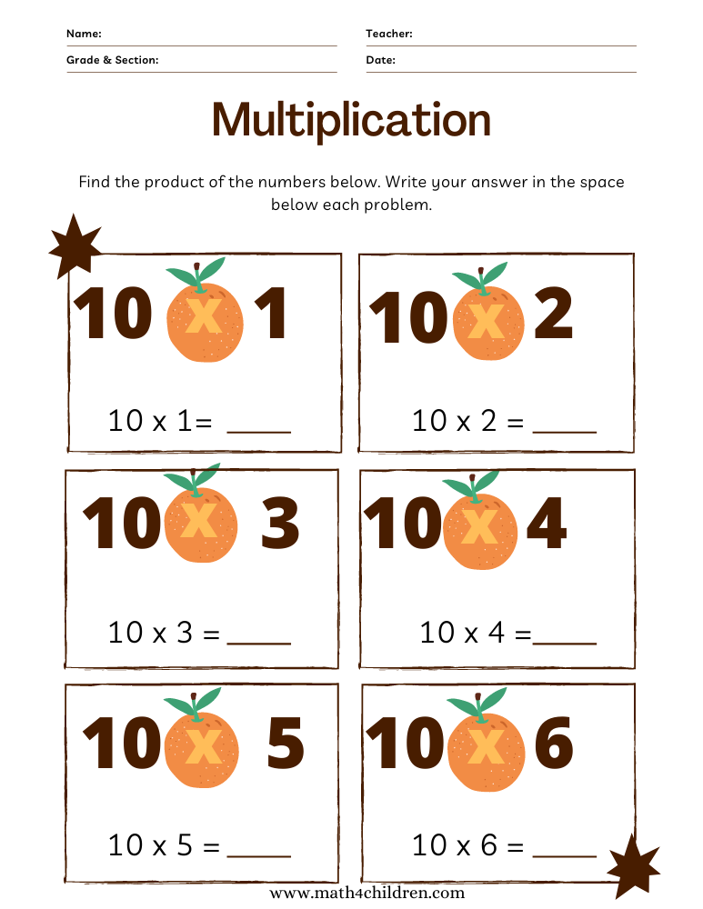 10 Times Tables Worksheets Pdf 10 Times 10