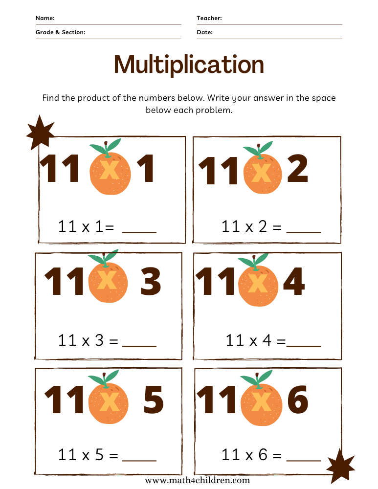 11 multiplication table