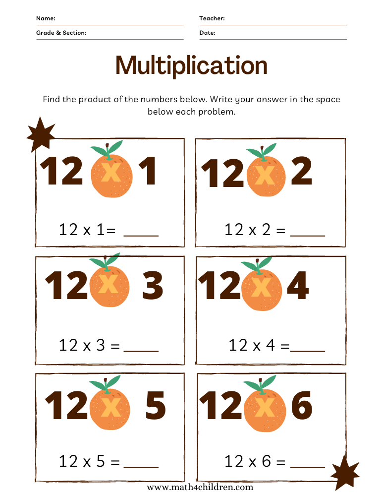 the 12 times table