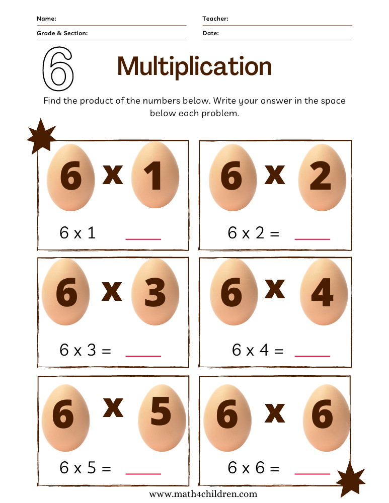 6 multiplication chart