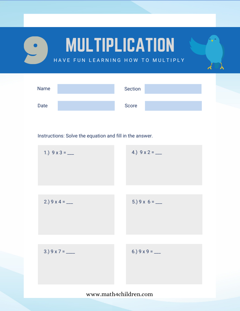 the 9 times table