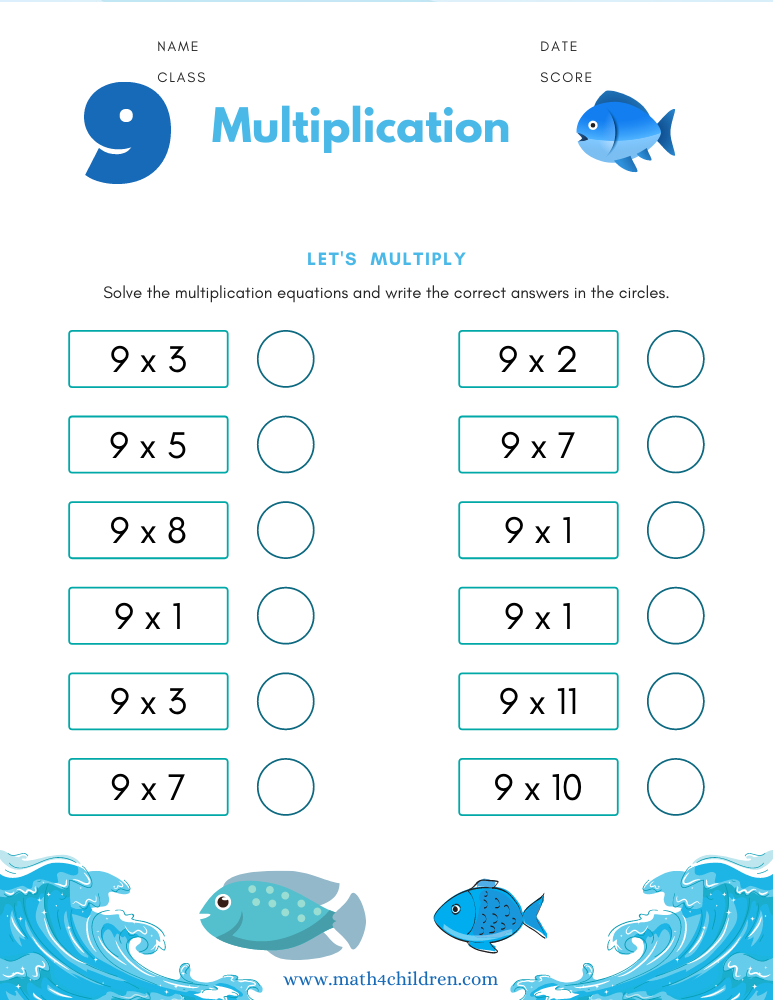 9 times table up to 100