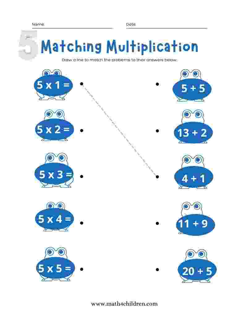 Multiplication table 5 worksheets