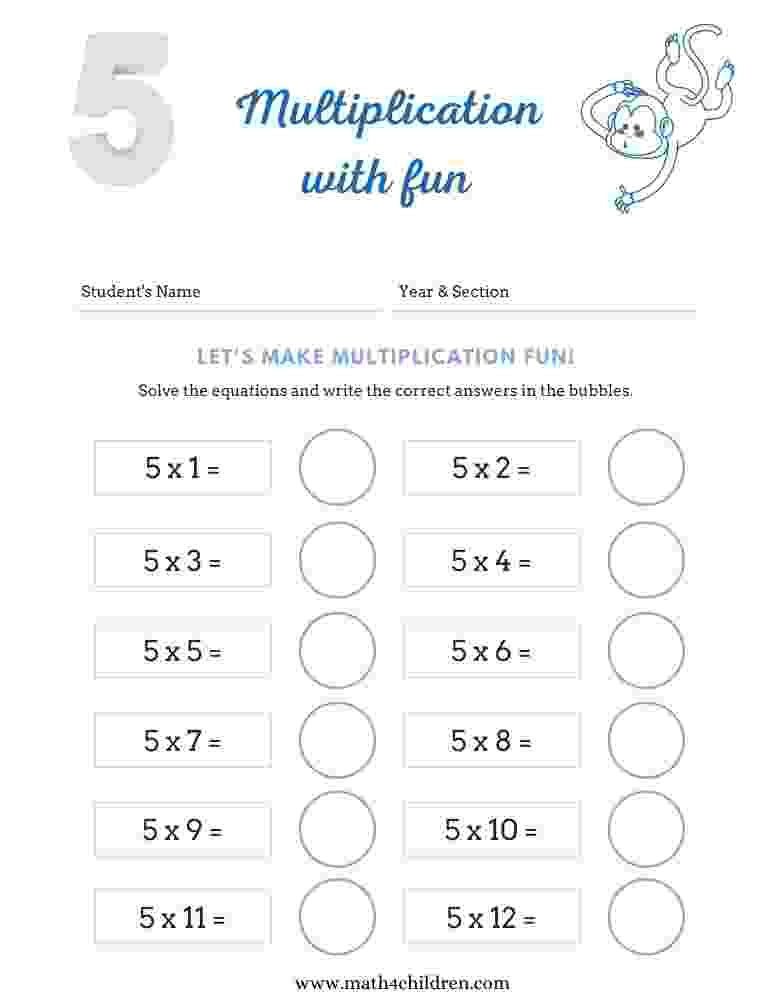 Review multiplication skills with test quizzes. Times four tables