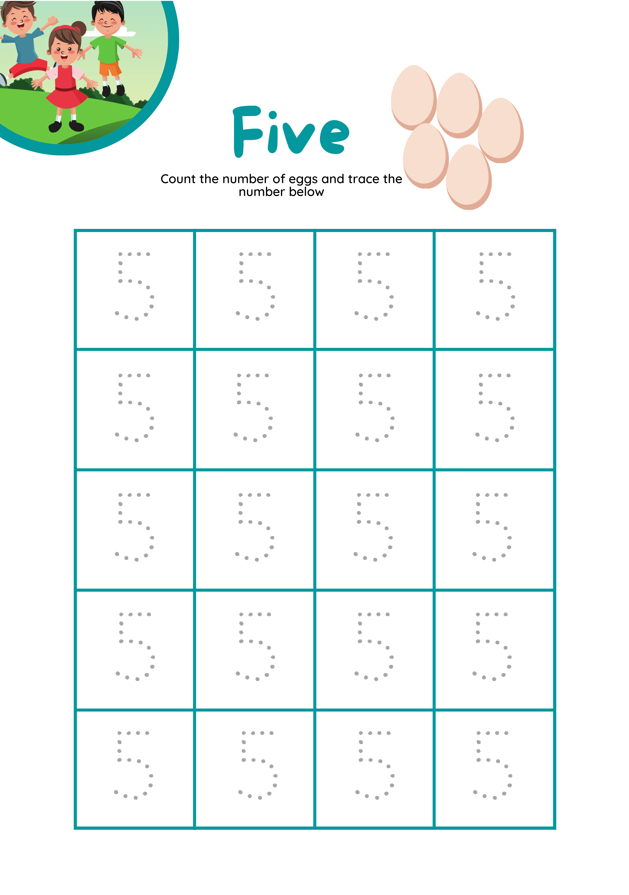 Number 5 tracing worksheet pdf