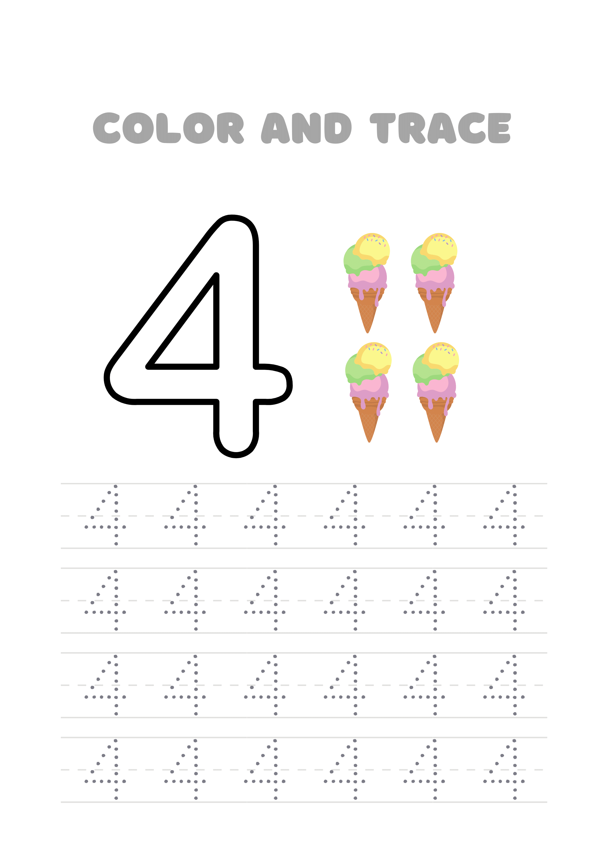 Trace Numbers Workbook | Number coloring pages Worksheets pdf